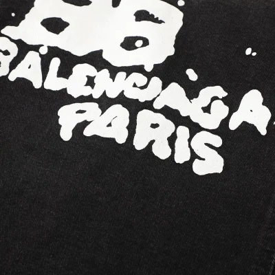 Джинсовая Куртка Balenciaga With White Text Logo "Black" фото № 7