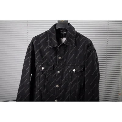 Джинсовая Куртка Balenciaga With Brand Inscription "Black/Gray" фото № 2