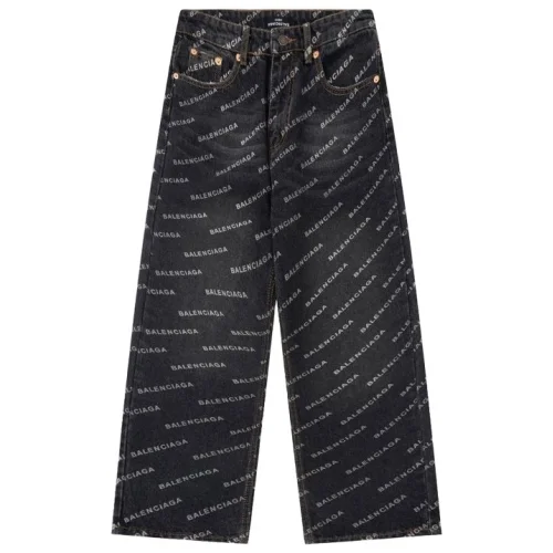 Джинсы Balenciaga Wide With Text Print "Black"