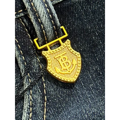 Джинсы Burberry Backside Brown Stripe Silver Logo "Blue" фото № 5