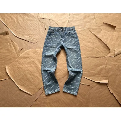 Штаны Balenciaga Jeans Print Text "Blue" фото № 2