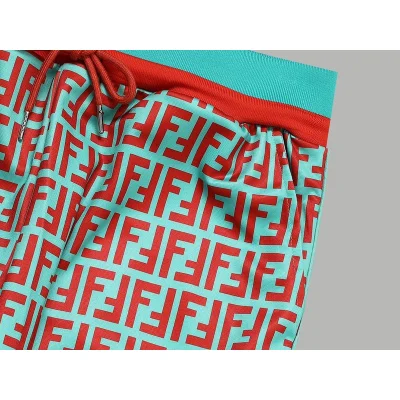 Штаны Fendi Logo Print - Bright Style "Turquoise/Red" фото № 9