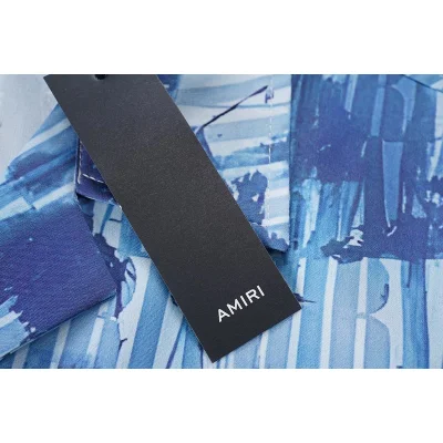 Рубашка Amiri Repeating Horisontal Logo Inscription "Blue" фото № 4 Рубашка Amiri Repeating Horisontal Logo Inscription "Blue" фото № 4