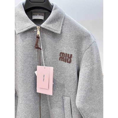 Бомбер Miu Miu Frontside Striped Brown Logo Miu MIu "Gray" фото № 6