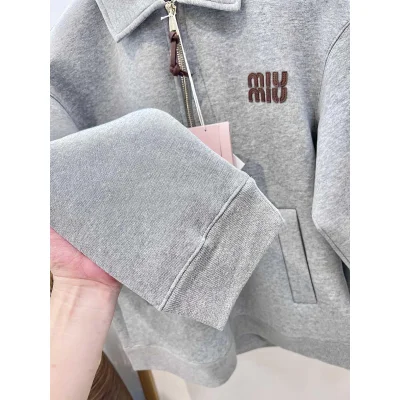 Бомбер Miu Miu Frontside Striped Brown Logo Miu MIu "Gray" фото № 4