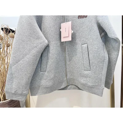 Бомбер Miu Miu Frontside Striped Brown Logo Miu MIu "Gray" фото № 3