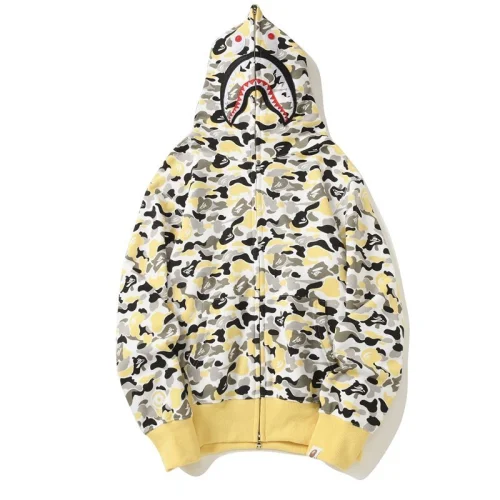 Худи A Bathing Ape Color Camouflage Shark Zip "Yellow"