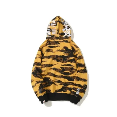 Худи A Bathing Ape White Tiger Black Stripes Zip "Yellow, Black" фото № 2