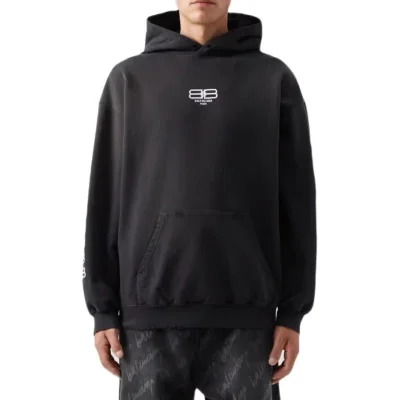 Худи Balenciaga Reflection And Glue Letter Logo "Black" фото № 8