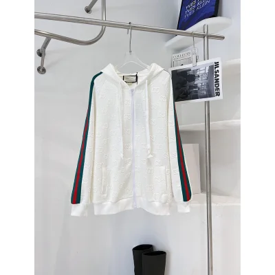 Худи Gucci With Stripes On The Sleeves ZIP "White" фото № 5