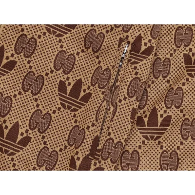 Олимпийка Gucci X Adidas With White Stripes On The Sleeves And Logos Print "Brown" фото № 4