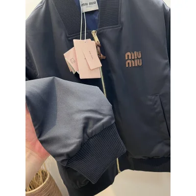 Куртка-бомбер Miu Miu Dark Blue Frontside Miu Miu Logo "Blue" фото № 4