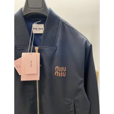 Куртка-бомбер Miu Miu Dark Blue Frontside Miu Miu Logo "Blue" фото № 3