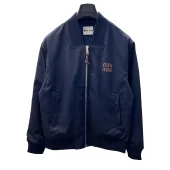 Куртка-бомбер Miu Miu Dark Blue Frontside Miu Miu Logo "Blue"