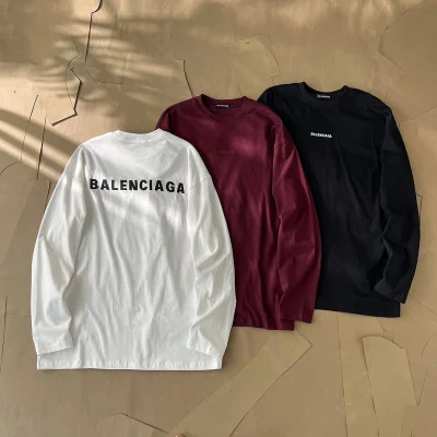 Лонгслив Balenciaga Small Front Logo And Big Back Logo By Center "Black" фото № 4