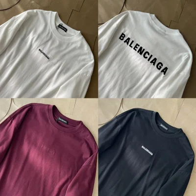 Лонгслив Balenciaga Small Front Logo And Big Back Logo By Center "Black" фото № 3