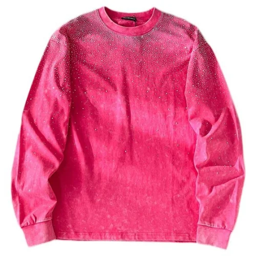 Лонгслив Balenciaga Glitter Decoration Front "Pink"