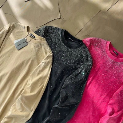 Лонгслив Balenciaga Glitter Decoration Front "Pink" фото № 3