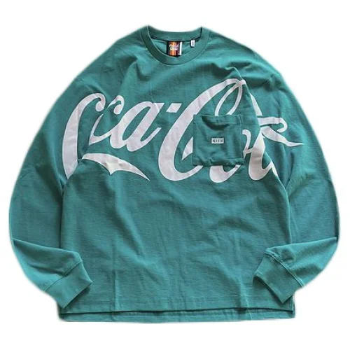 Лонгслив Kith Big Inscription Coca Cola And Front Pocket "Green"