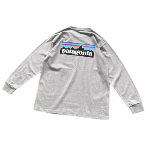 Лонгслив Patagonia Plain Background With Mountain View Inside Rectangle "Gray"