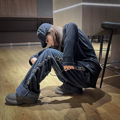 Брюки Kapital Casual Streetwear Flared "Dark Blue" фото № 6