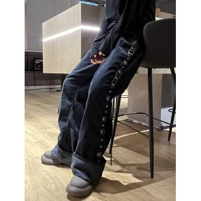 Брюки Kapital Casual Streetwear Flared "Dark Blue" фото № 7