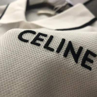 Поло Celine Embroidered Logo "White" фото № 7