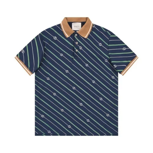 Поло Gucci Diagonal Stripes With Logo "Blue"