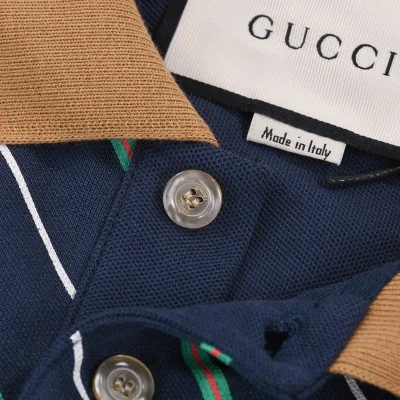 Поло Gucci Diagonal Stripes With Logo "Blue" фото № 4