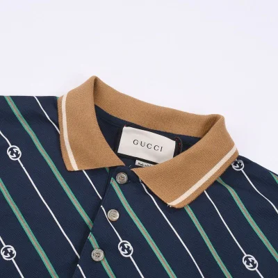Поло Gucci Diagonal Stripes With Logo "Blue" фото № 7