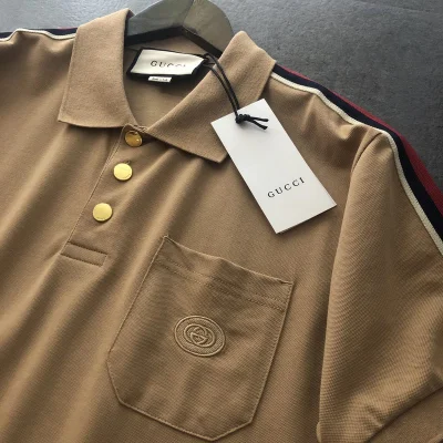 Поло Gucci With Red Stripe On The Sleeves "Brown" фото № 7