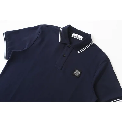 Поло Stone Island Black Logo Flowers "Blue/Black" фото № 2 Поло Stone Island Black Logo Flowers "Blue/Black" фото № 2