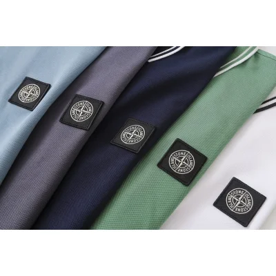 Поло Stone Island Black Logo Flowers "Blue/Black" фото № 3 Поло Stone Island Black Logo Flowers "Blue/Black" фото № 3