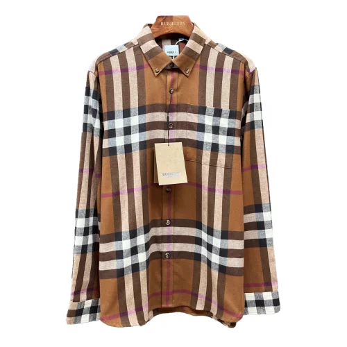 Рубашка Burberry Print Red And White And Black Lines "Brown"