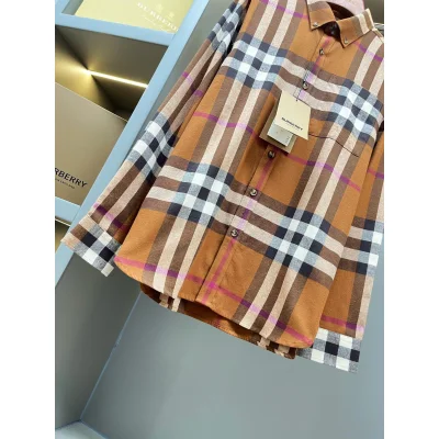 Рубашка Burberry Print Red And White And Black Lines "Brown" фото № 5