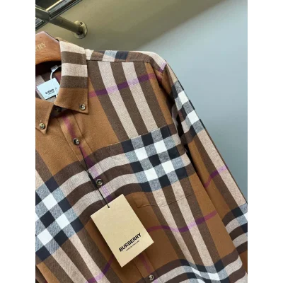 Рубашка Burberry Print Red And White And Black Lines "Brown" фото № 4