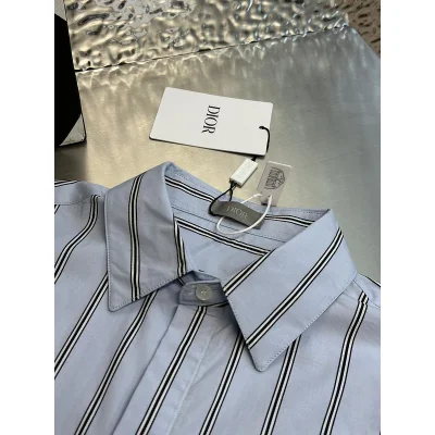 Рубашка Christian Dior White Logo On Pocket "Blue" фото № 4