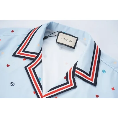 Рубашка Gucci Stripes Decoration On Edges "Blue" фото № 7