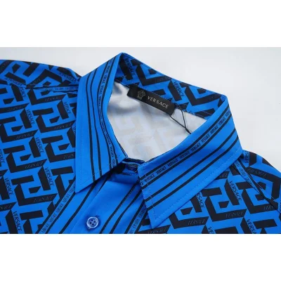 Рубашка Versace Repeating Logo And Stripes "Blue" фото № 6 Рубашка Versace Repeating Logo And Stripes "Blue" фото № 6