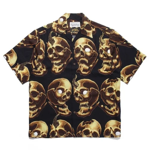 Рубашка Wacko Maria Bony Skull Print "Black"