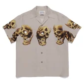 Рубашка Wacko Maria With Demon Skulls "Beige/Gray"