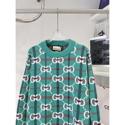 Свитер Gucci In Cage With Logo "Turquoise" фото № 5