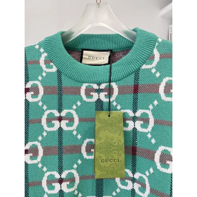 Свитер Gucci In Cage With Logo "Turquoise" фото № 2