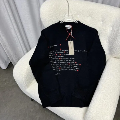 Свитшот Christian Dior Letter Red Mini Hearts "Black" фото № 2