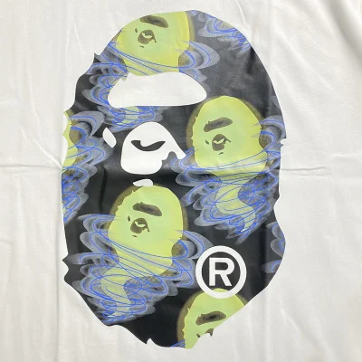 Футболка A Bathing Ape Monkey And Ghosts "White" фото № 3