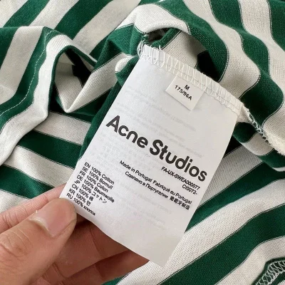 Футболка Acne Studios Striped With Logo "Green/White" фото № 8