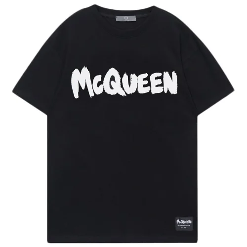 Футболка Alexander Mcqueen Inscription And Small Logo Inside Rectangle Front "Black"