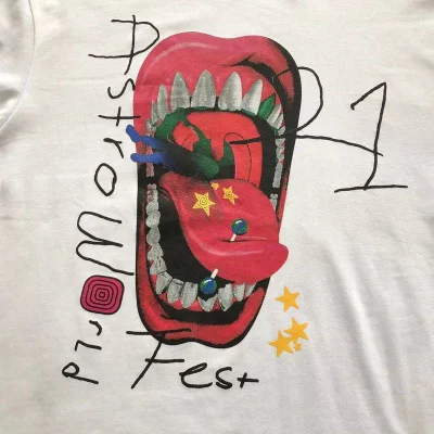 Футболка Astroworld Open Mouth With Tongue Hanging Out "White" фото № 4