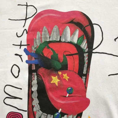 Футболка Astroworld Open Mouth With Tongue Hanging Out "White" фото № 5