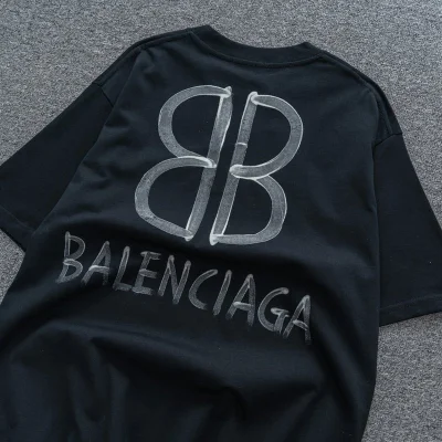 Футболка Balenciaga Logo B Back To Back "Black" фото № 3